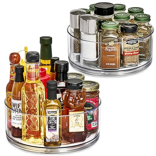 Lazy Susan Organizer, Clear Turntable Organizer (Tall 2 Pack)