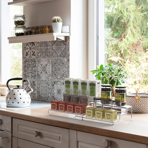 Spice Rack 3 Tier Expandable Shelf Organizer, Chrome - view 3