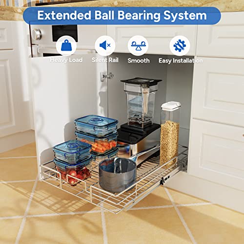 Pull Out Cabinet Organizer, Cabinet Pull Out Shelves 17" W x 21" D, Heavy Duty Cabinet Drawers Slide Out Kitchen Cabinet Organizers Storage Shelf - view 2