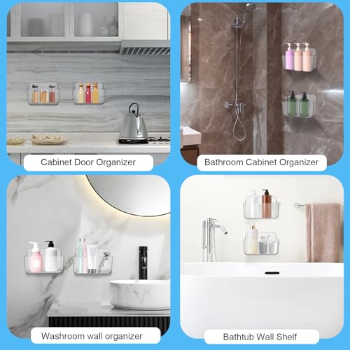 2-Pack Cabinet Door Organizer, Self Adhesive Bathroom Shelves, Clear - view 6