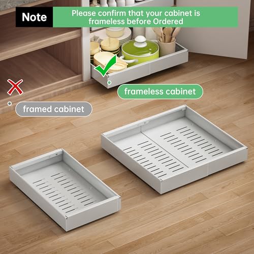 Pull out Cabinet Organizer, 1 pack, 20.5" Deep Heavy Slide out Drawers, Upgrade Three Triple-Slide Rail Systems, Expandable 12.8"-20.8" Roll out Shelf Storage for Kitchen Base Cabinet Organization - view 5
