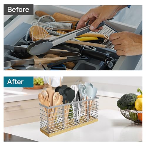 Extra Large Kitchen Utensil Holder Countertop with Removable Divider - view 3