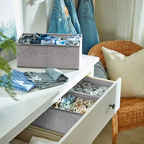 Foldable Underwear Drawer Organizer, Closet Dividers, Storage Box for Clothes, Socks (6 Bins, Gray) - view 7