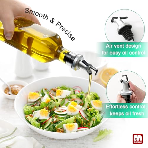 Olive Oil Dispenser Bottle for Kitchen, 4 Pack 17 Fl Oz Glass Oil Dispensers Bottles, Clear Cooking Vegetable Oil Dispenser Container Cruet Set with Plastic Pourer Spout, Funnel and Labels - view 3