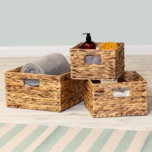 Woven Water Hyacinth Wicker Storage Baskets, Nesting Set of 3 - view 2