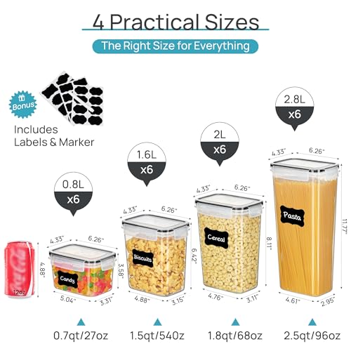 Airtight Food Storage Containers with Lids, 24 pcs, Black - view 2