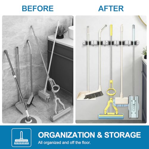 2 Pack Broom Holder Wall Mount Stainless Steel Mop Organizer - view 5