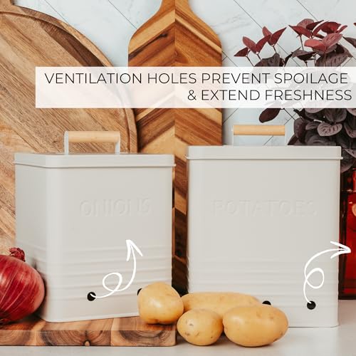 Beautiful Potato and Onion Storage Container Set - Food Safe Metal Bins - view 6