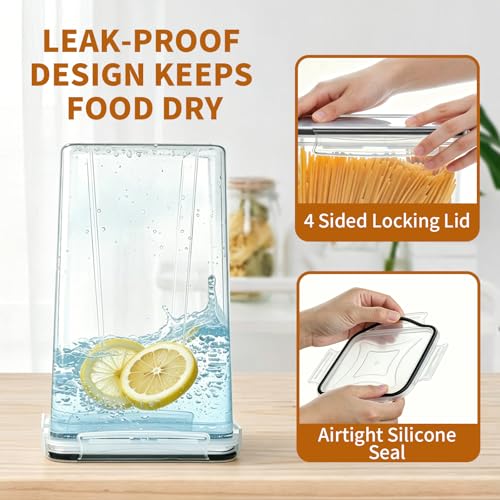 Flour Sugar Storage Containers, 10 Pack Large Airtight Food Storage Containers with Lids for Kitchen Pantry Organization and Storage, BPA Free Plastic Canisters Sets for Cereal, Rice and Baking - view 6