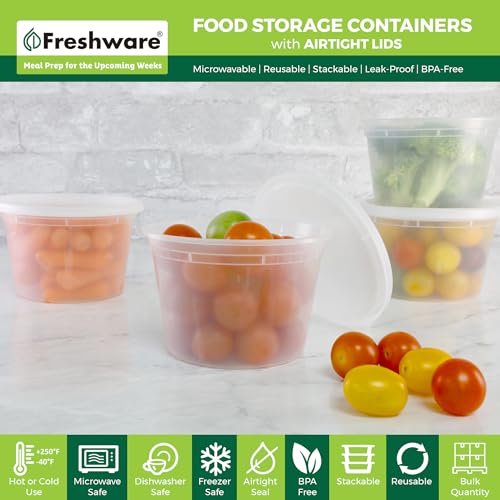 Food Storage Containers [36 Set] 16 oz Plastic Deli Containers with Lids, Slime, Soup, Meal Prep Containers | BPA Free | Stackable | Leakproof | Microwave/Dishwasher/Freezer Safe (Pack of 2) - view 2