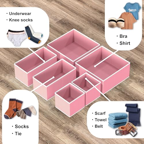 Underwear Drawer Organizer, Set of 6, Pink - view 4