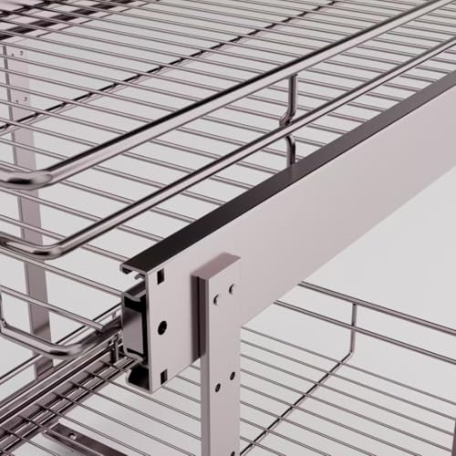 Pull Out Cabinet Organizer 11.5" W x 21" D, 2-Tier Kitchen Cabinet Pullout Shelf and Drawer Organizer Slide Out Pantry Storage Basket, 10.2" W x 21" D x 2.4" H for Bottom Basket Size - view 6