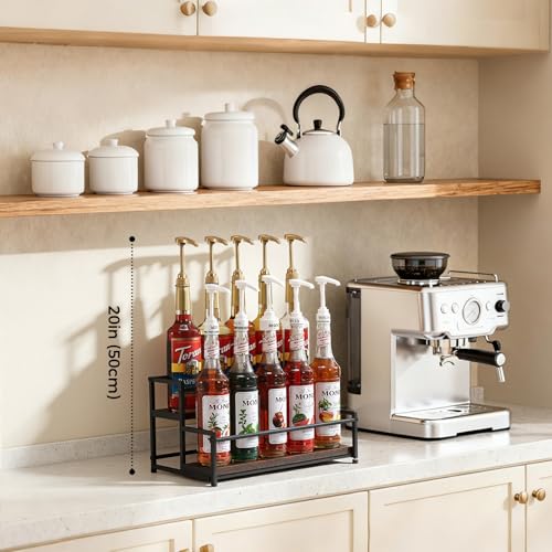 Coffee Syrup Rack Organizer, 2 Tier 10 Bottles Holder Stand for Bar - view 2
