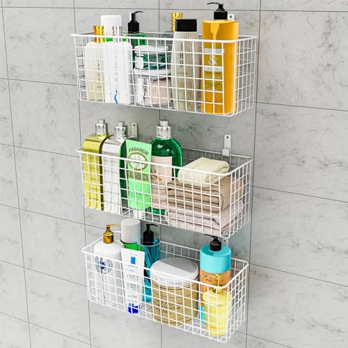 3 Set [Extra Large] Hanging Wall Wire Baskets, Farmhouse Food Storage Kitchen Pantry Laundry Closet Garage RV, White - view 4