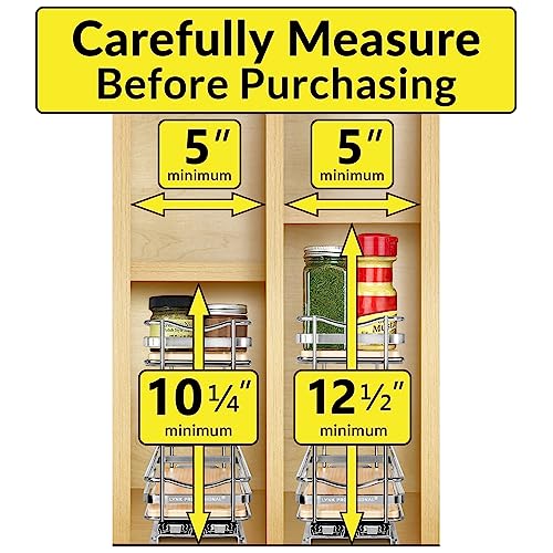 Élite Pull Out Spice Organization for Cabinets - 4-3/8 inch Wide – Spice Rack for Inside Cabinets – Wood/Chrome - Sliding Spice Rack Organizer for cabinet – Spice Rack - 2 Tier - view 4