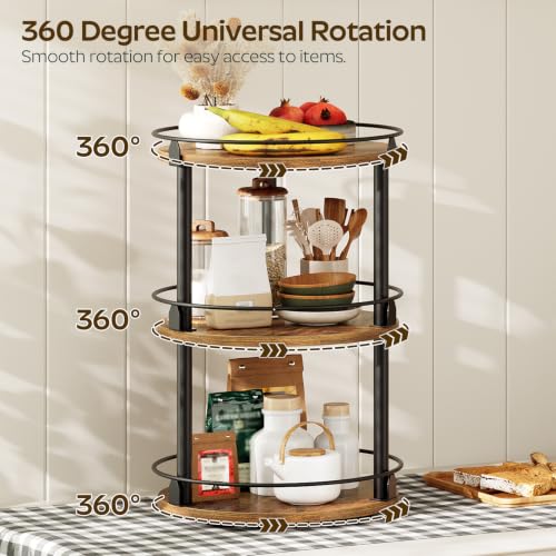 Spice Rack, Set of 2 Lazy Susan Organizer, 3-Tier Turntable Organizer For Cabinet, Compact and Versatile, for Kitchen Countertop, Rustic Brown SR23L2BR - view 2