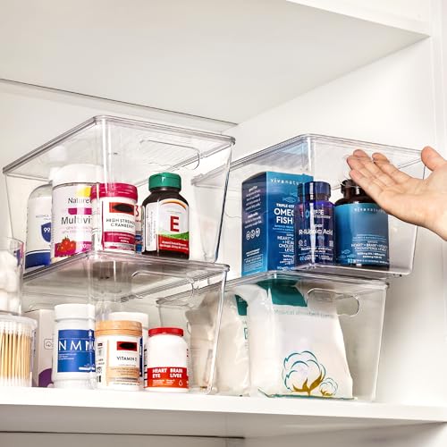6 Pack Clear Stackable Storage Bins with Lids and Handles, Large - view 6
