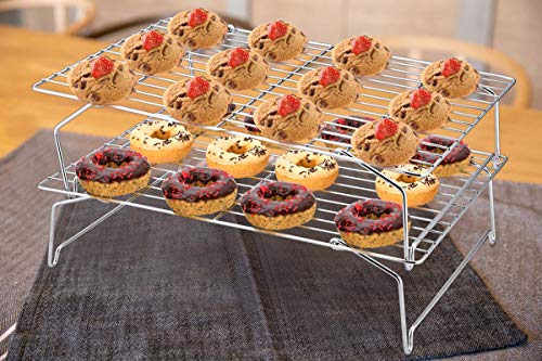 Cooling Rack Set of 2, 2-Tier 15" x 10" Stackable Rack, Silver - view 7