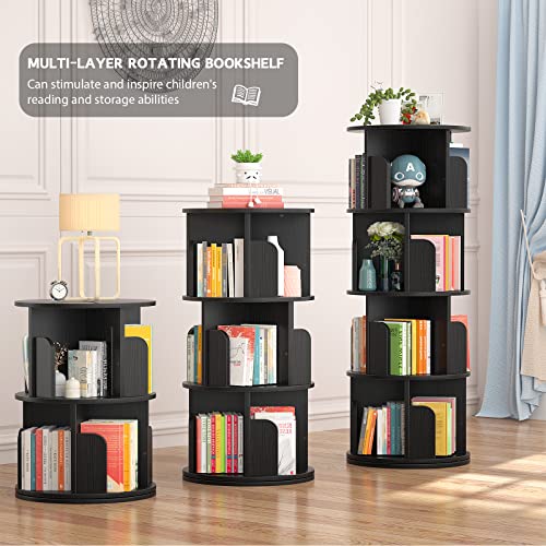 Rotating Bookshelf, 4 Tier Wood Revolving Bookcase Tower, Black - view 5