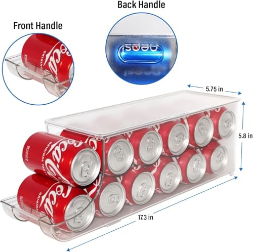 Soda Can Organizer with Lids, Stackable Soda Can Dispenser for Refrigerator, Clear Can Holder Organization and Storage Bins for Fridge, Kitchen, Countertop, Drink Pantry Organizers, Holds 12 Cans Each - view 3