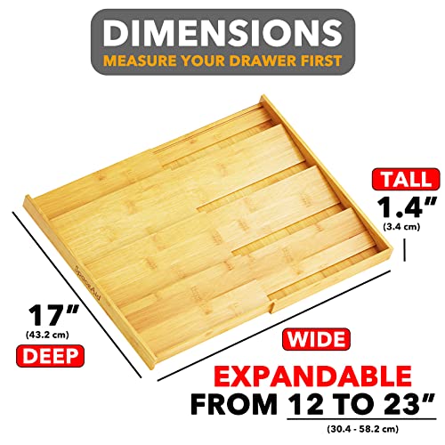 Bamboo Spice Drawer Organizer and Bamboo Drawer Dividers with Inserts and Labels, Kitchen Adjustable Drawer Organizers - view 3