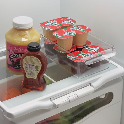 Fridge Storage Bin with Handle, Set of 4, Clear - view 6