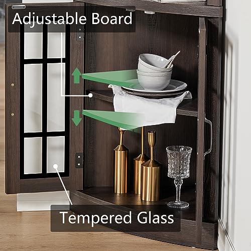 Curved Corner Storage Cabinet, 65" Tall Freestanding Bookcase - view 5