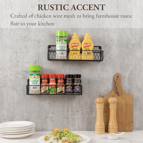 12 Inch Black Wire Wall Spice Rack Set of 2 Seasoning Shelf - view 3