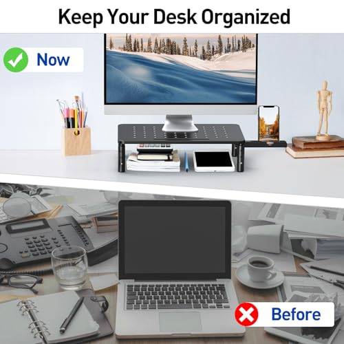 2 Pack Monitor Stand, 3 Height Adjustable Stand with Star Mesh - view 6