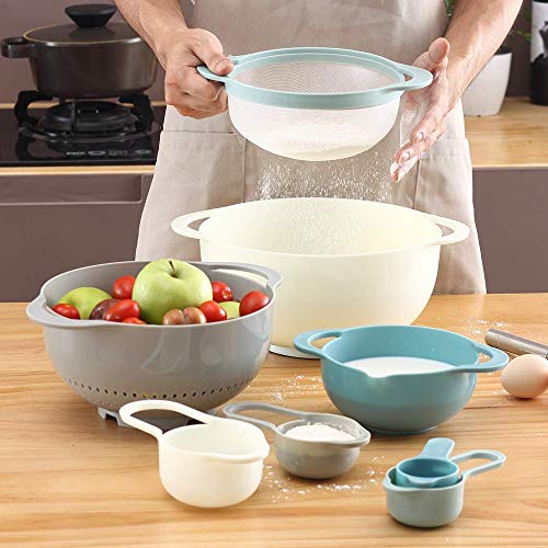 13 Pcs Mixing Bowls Set, RV Camping Accessories Set, Apartment Kitchen Gadget Easy Storage, Inculding Measuring Cups Colander Sifter Large Bowl Whisk Scraper, Great for Cooking and Baking, No BPA - view 6