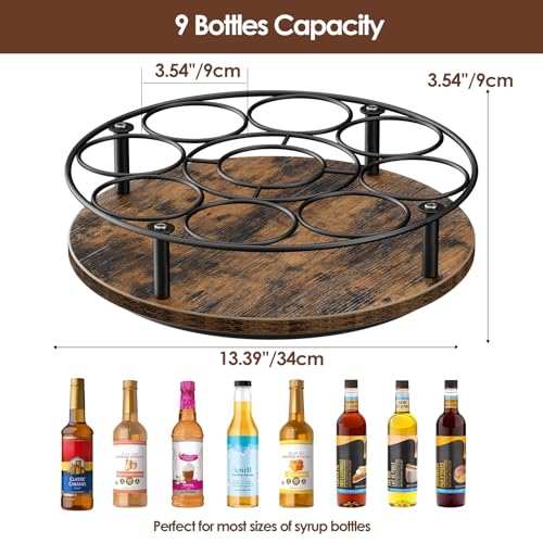 9 Bottles Rotating Coffee Syrup Rack, Brown+Black - view 2