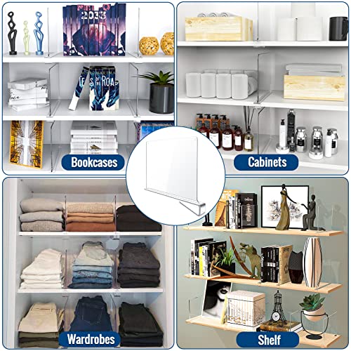12 Pack Clear Acrylic Shelf Dividers for Closet Shelf Organizer of Bedroom Kitchen Office Bathroom Organizer for Clothes Books Hats and Handbags - view 6