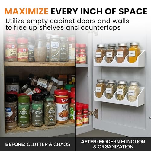 Square Spice Rack Organizer for Kitchen Cabinets – Multi-Compartment Storage System | Easy Screw-Mount Installation | Space-Saving Cylindrical Container Holder for Pantry - view 3