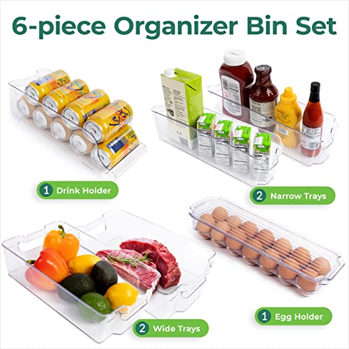 Refrigerator Organizers and Storage - Clear Fridge Organizer Bins Set, Shatterproof Plastic with Easy-Grip Handles, Stackable Kitchen Organization Solution for Home and RV - Set of 6 - view 2
