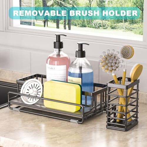 Large Family-Sized Sponge Holder for Kitchen Sink Organizer (Black) - view 6