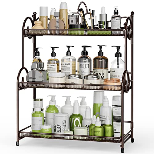 Bathroom Organizer Shelf Countertop - 3 Tier Spice Rack No Assembly