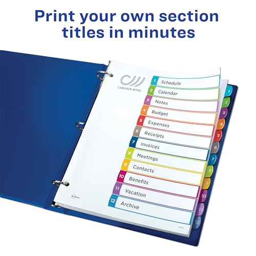 Table of Contents Dividers, 12-Tab, Multicolor, 1 Set - view 2