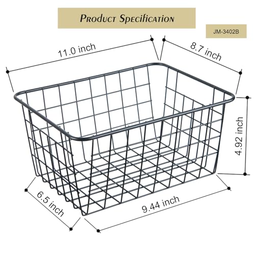 Wire Kitchen Storage Basket 4 Packs,Perfect Pantry Organization Accessories Basket,Laundry Baskets,Countertop Organization,Suitable for Kitchen,Bathroom,Bedroom,Tabletop,Stackable,Black - view 2