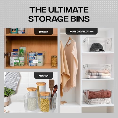 Clear Plastic Storage Bins – Pantry Organizers & Storage Containers, Cabinet Organizer - Home Organization Must Haves for Kitchen, Laundry Room, Office, Closet, Garage & Freezer - view 3