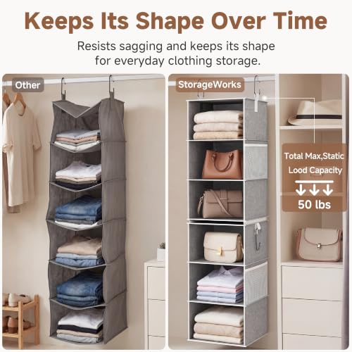 Hanging Closet Organizer, 6-Shelf with 2-in-1 Design, Gray - view 5