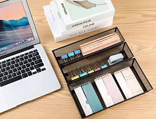 3 Pack Mesh Flatware Drawer Organizer for Kitchen/Office/Home Tools,Spoon Knife Fork Organizers Box Utensil Tabletop Storage Tray (12 x 6 x 2 Inch) - view 5