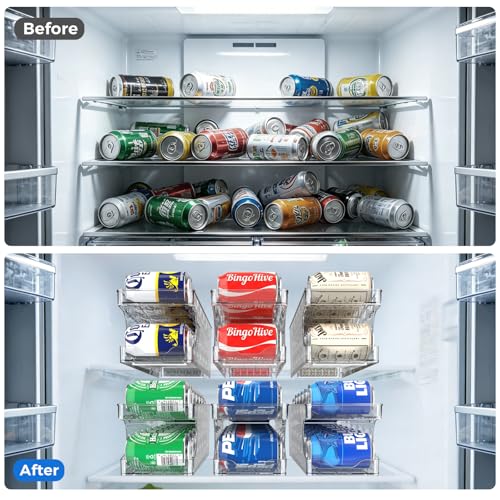 2 Packs FIFO Rolling Soda Can Organizer for Fridge, Holds 24 Cans - view 6