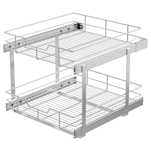 Pull Out Cabinet Organizer 9" W X 17" D, Chromed, Full Slide Out Drawers - view 7