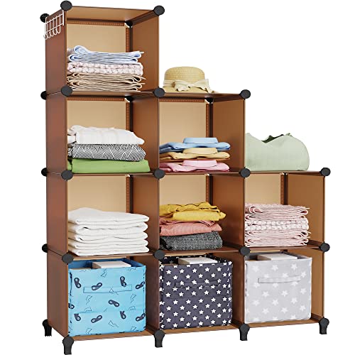 Closet Organizers and Storage, 9 Cube Storage Organizer, Brown