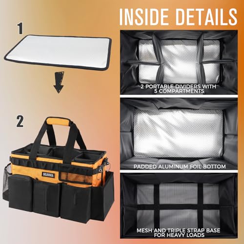 Wearable Cleaning Caddy Bag, Cleaning Caddy Supplies Organizer with Handle & Shoulder Straps for Housekeepers, Under Sink & Car Cleaning Tool Organizers with 4 Foldable Divider (Orange) - view 4