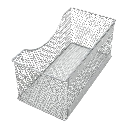 Wire Mesh Magnetic Storage Basket, Trash Caddy, Container, Desk Tray, Office Supply Organizer Silver for Refrigerator/Microwave Oven or Magnetic Surface in Kitchen or Office (1, Large) - view 2