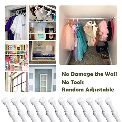 12 Pack Tension Rods for Windows 28 to 48 Inch Spring Tension Rod Adjustable Metal No Drill Curtain Rod for Windows, Shower, Door, Kitchen (White, 12 Pack) - view 5