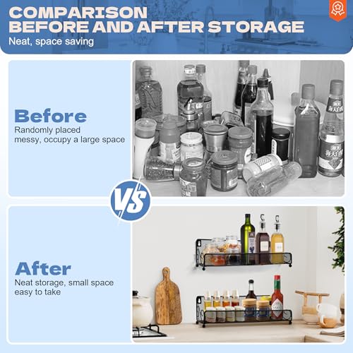 2 pack spice rack organizer for wall mounted or countertop, Jars Storage Organizer, Cabinet Holder, kitchen metal spice seasoning storage for RVs, Cabinet, Pantry Doors, Bathroom, Shower, Home Decor - view 3