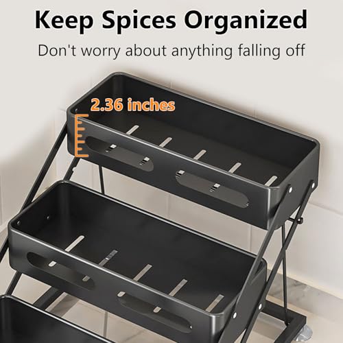 3 Tier Foldable Spice Rack, Black - view 6