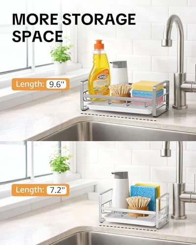 Large Kitchen Sponge Holder, 304 Stainless Steel Sink Caddy, Grey - view 2